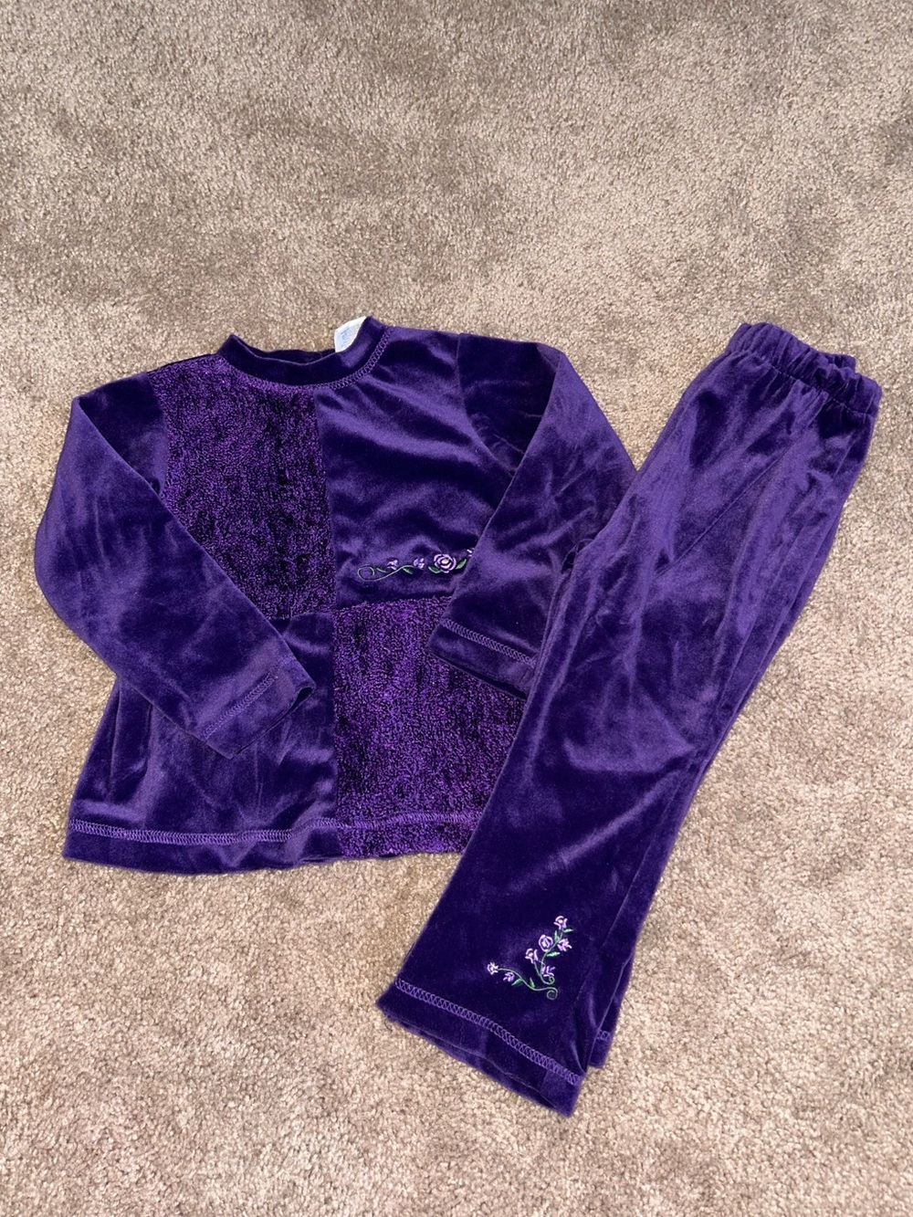 90s Kids McKids Velvet Purple Two-Piece Matching Set